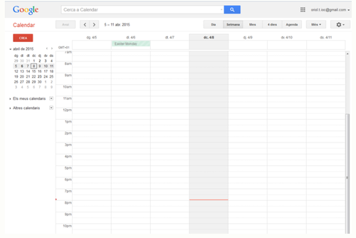 Espai de treball de Google Calendar