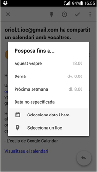 Mostra de l’aplicació Inbox de Google per dispositius mòbils